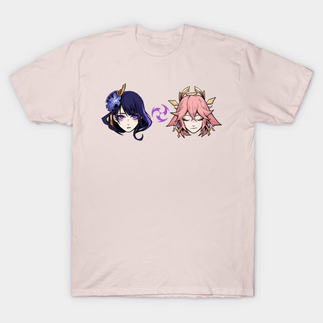 Raiden Shogun & Yae Miko T-Shirt by darwh